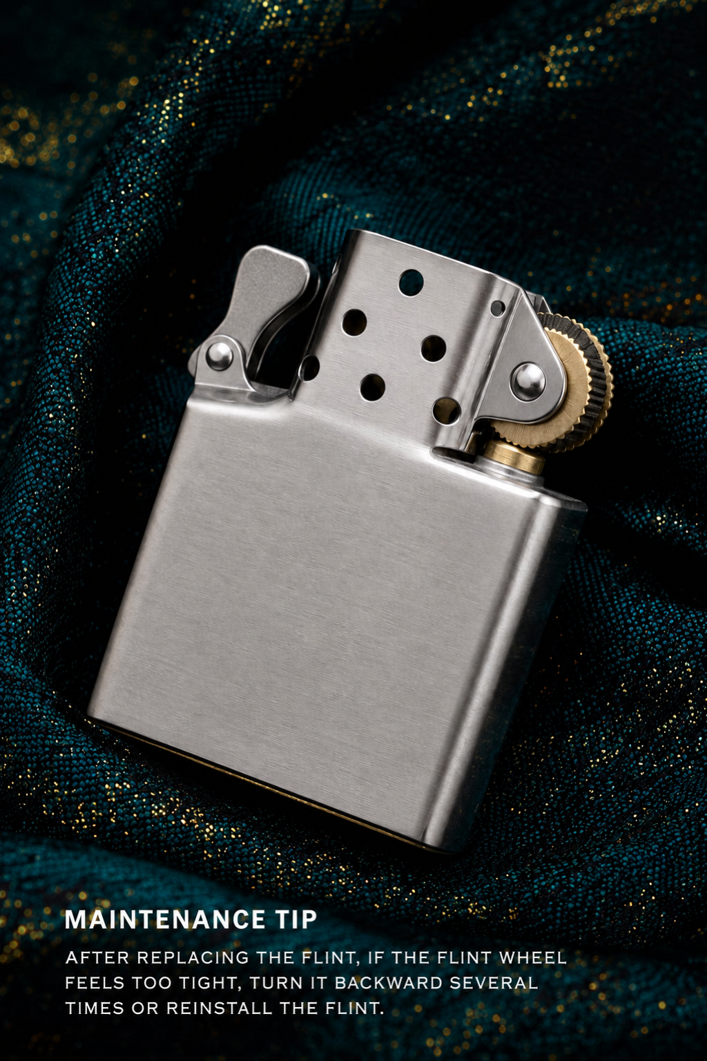 Maintenance instructions for the flint wheel of the lighter insert