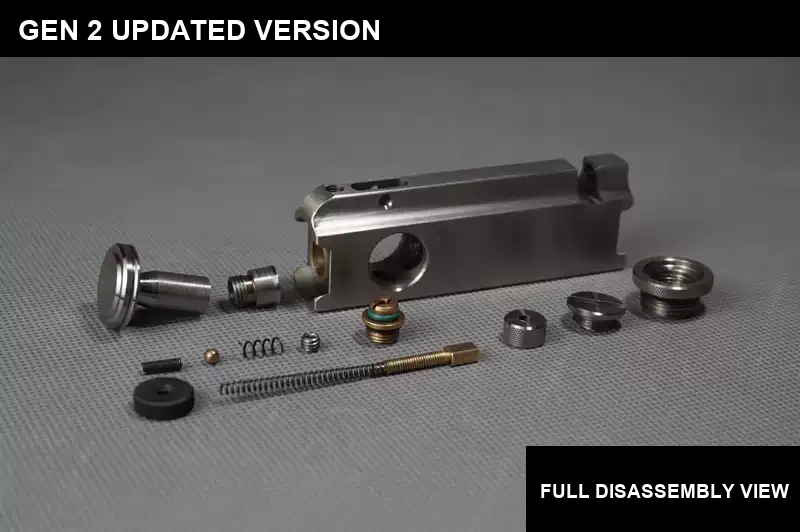 Mechanical titanium lighter Gen 2 full disassembly view