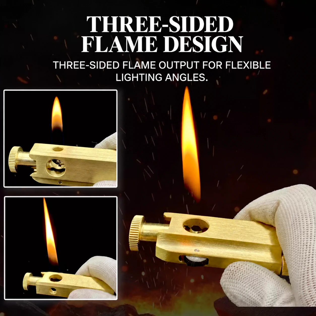 Soft flame pipe lighter three-sided flame design